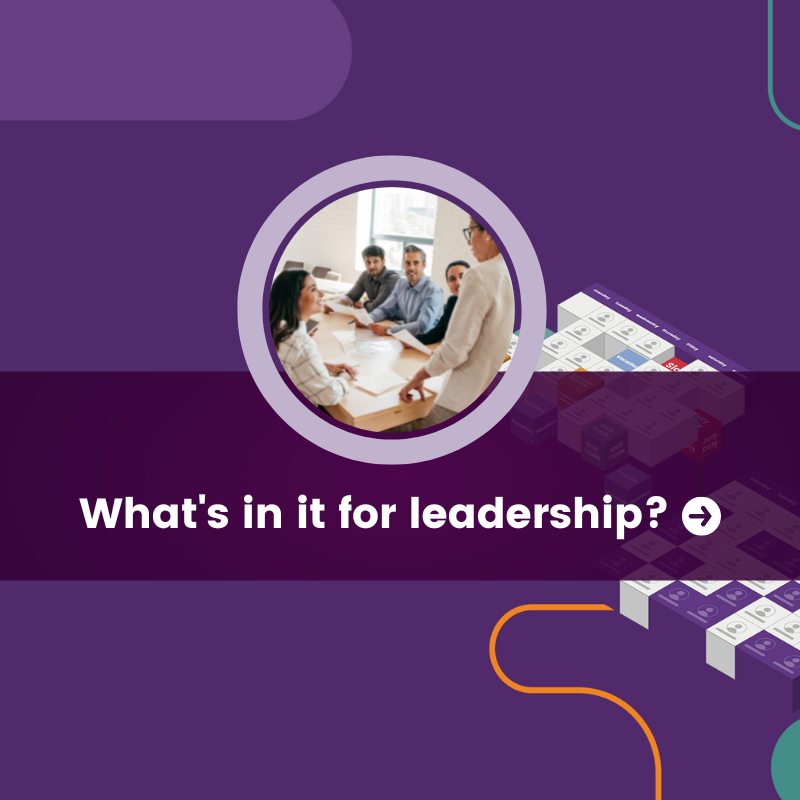 business meeting image in light purple circle with brand element on purple background 800x800
