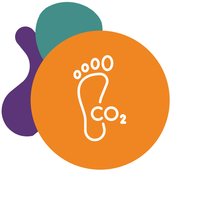 carbon footprint icon on Andgo brand orange colour circle graphic
