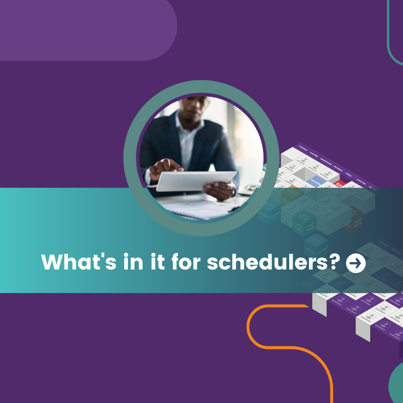 man using on tablet image in green circle with brand element on purple background 800x800