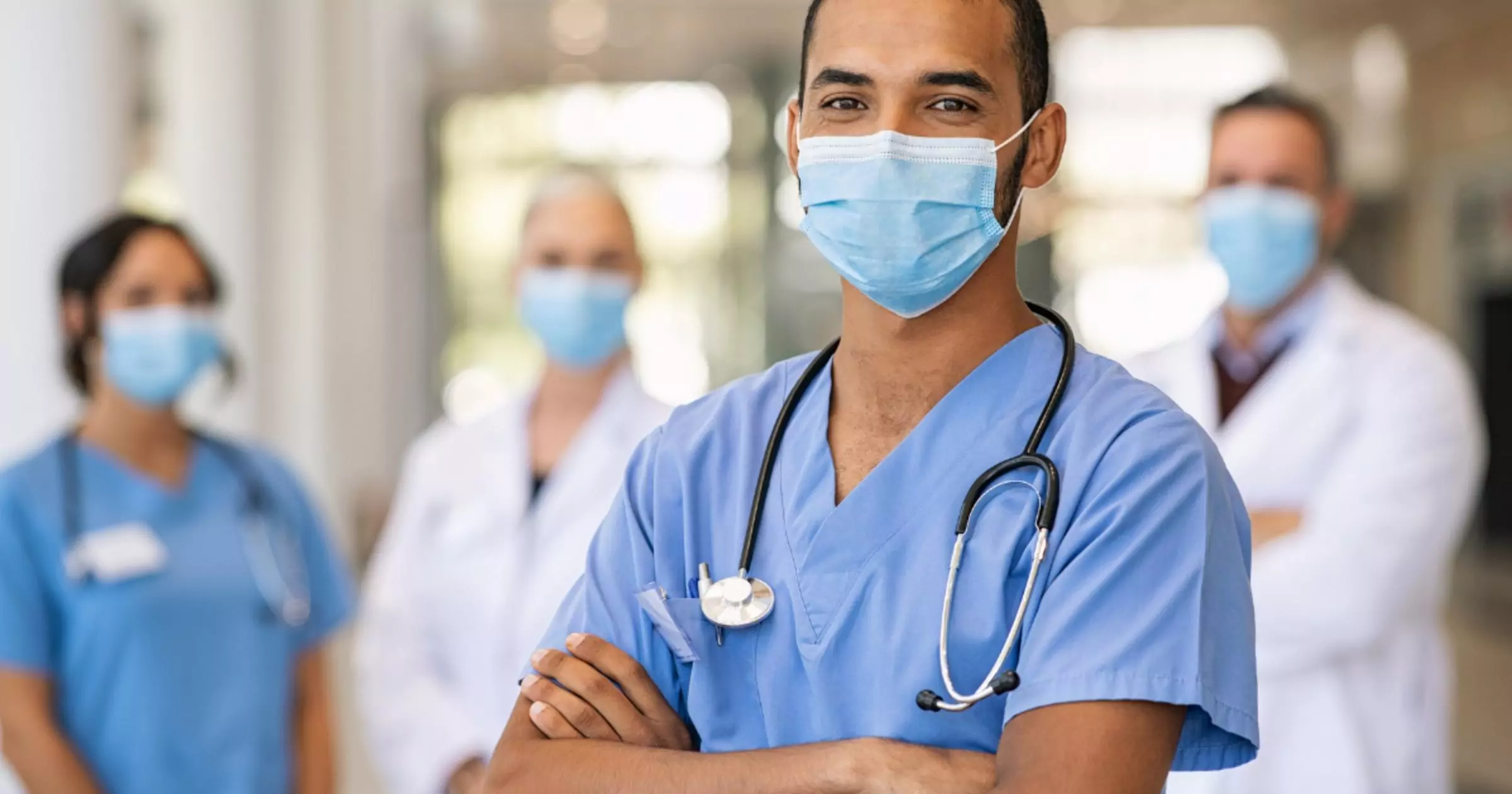 hospital staff wearing masks