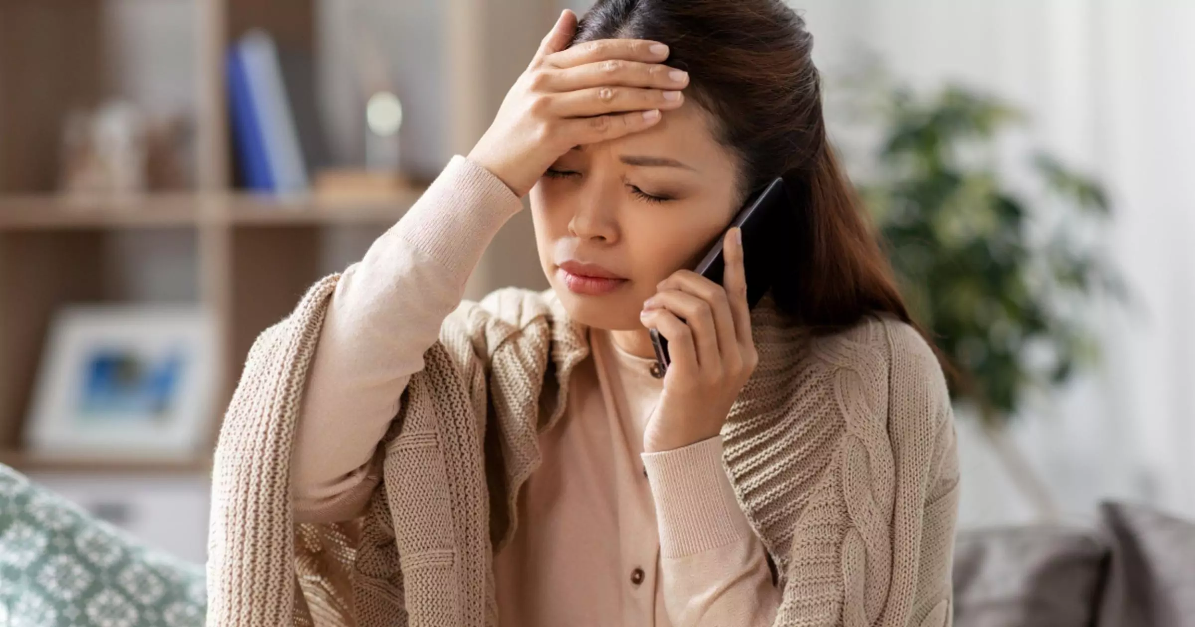 sick women calling on mobile