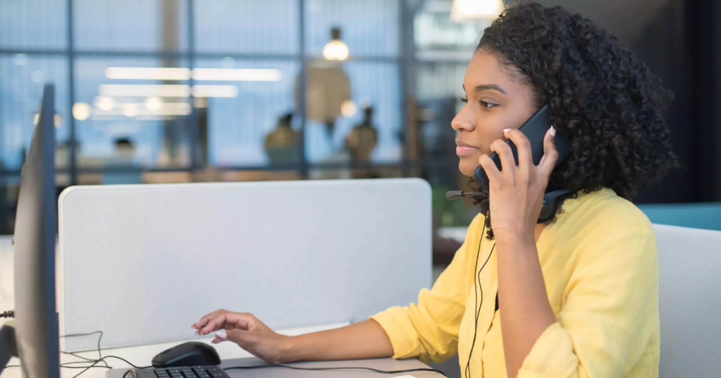 women talking on phone image