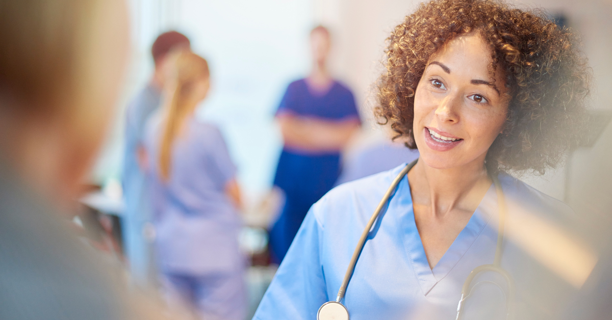hospital staff chatting image