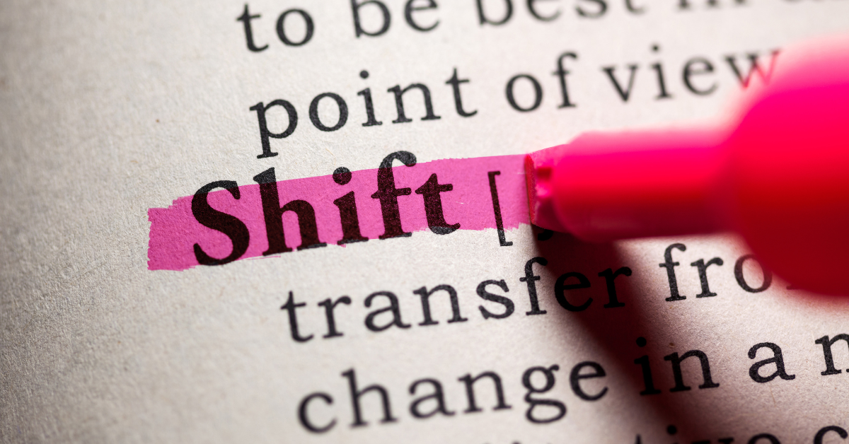 word shift highlighted on a paper image