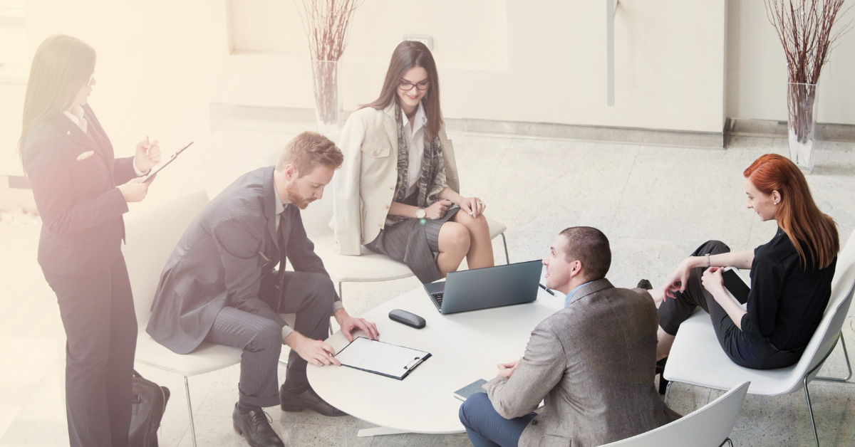 group of business people having a meeting