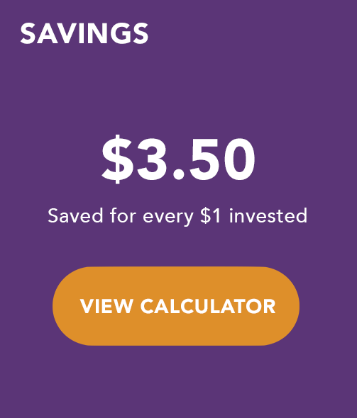 Saving metric showing Andgo helped customers save $3.50 for every $1 invested